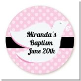 Dove Pink - Round Personalized Baptism / Christening Sticker Labels