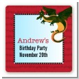 Dragon and Vikings - Square Personalized Birthday Party Sticker Labels thumbnail