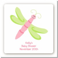 Dragonfly - Square Personalized Baby Shower Sticker Labels