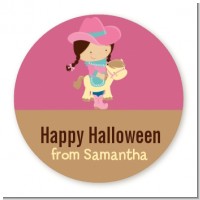 Dress Up Cowgirl Costume - Round Personalized Halloween Sticker Labels