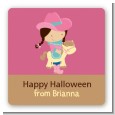 Dress Up Cowgirl Costume - Square Personalized Halloween Sticker Labels thumbnail