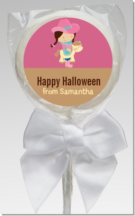 Dress Up Cowgirl Costume - Personalized Halloween Lollipop Favors
