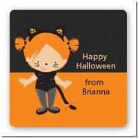 Dress Up Kitty Costume - Square Personalized Halloween Sticker Labels