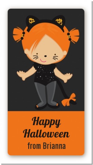Dress Up Kitty Costume - Custom Rectangle Halloween Sticker/Labels