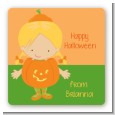 Dress Up Pumpkin Costume - Square Personalized Halloween Sticker Labels thumbnail