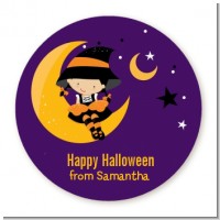 Dress Up Witch Costume - Round Personalized Halloween Sticker Labels