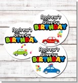 Thank You For Driving By Boy - Round Personalized Birthday Party Sticker Labels