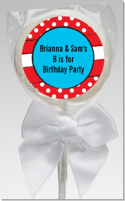 Dr. Seuss Inspired Thing 1 Thing 2 - Personalized Birthday Party Lollipop Favors