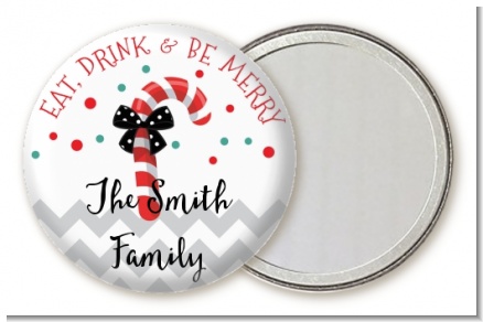 Eat, Drink & Be Merry - Personalized Christmas Pocket Mirror Favors