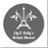 Eiffel Tower - Round Personalized Bridal Shower Sticker Labels