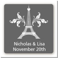 Eiffel Tower - Square Personalized Bridal Shower Sticker Labels