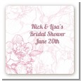 Elegant Flowers - Square Personalized Bridal Shower Sticker Labels thumbnail