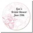 Elegant Flowers - Round Personalized Bridal Shower Sticker Labels thumbnail