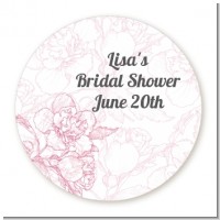Elegant Flowers - Round Personalized Bridal Shower Sticker Labels