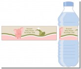Elephant Baby Pink - Personalized Baby Shower Water Bottle Labels