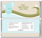 Elephant Baby Blue - Personalized Baby Shower Candy Bar Wrappers