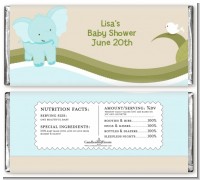 Elephant Baby Blue - Personalized Baby Shower Candy Bar Wrappers