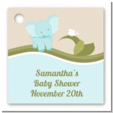 Elephant Baby Blue - Personalized Baby Shower Card Stock Favor Tags