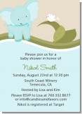 Elephant Baby Blue - Baby Shower Invitations