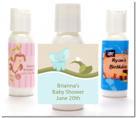 Elephant Baby Blue - Personalized Baby Shower Lotion Favors