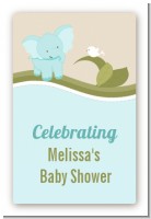 Elephant Baby Blue - Custom Large Rectangle Baby Shower Sticker/Labels