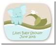 Elephant Baby Blue - Personalized Baby Shower Rounded Corner Stickers thumbnail