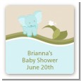 Elephant Baby Blue - Square Personalized Baby Shower Sticker Labels thumbnail