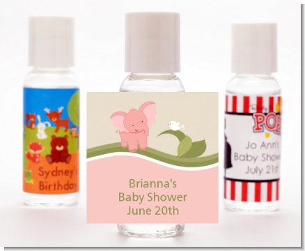 Elephant Baby Pink - Personalized Baby Shower Hand Sanitizers Favors