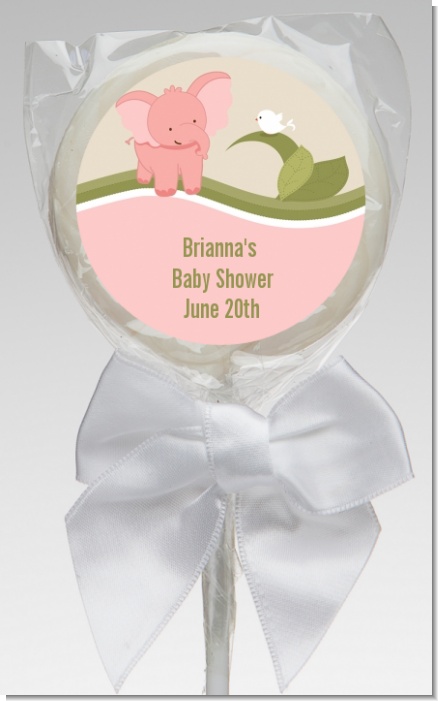 Elephant Baby Pink - Personalized Baby Shower Lollipop Favors
