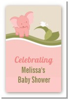 Elephant Baby Pink - Custom Large Rectangle Baby Shower Sticker/Labels