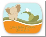 Elephant Baby Neutral - Personalized Baby Shower Rounded Corner Stickers