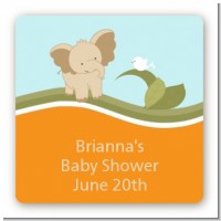 Elephant Baby Neutral - Square Personalized Baby Shower Sticker Labels