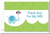 Elephant Blue - Birthday Party Thank You Cards