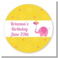 Elephant Pink - Round Personalized Birthday Party Sticker Labels thumbnail