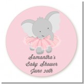 Elephant Pink Tutu - Round Personalized Baby Shower Sticker Labels