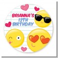 Emoji Fun - Round Personalized Birthday Party Sticker Labels thumbnail