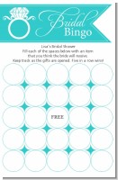Engagement Ring Aqua - Bridal Shower Gift Bingo Game Card