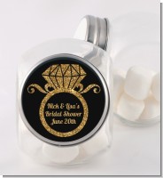 Engagement Ring Black Gold Glitter - Personalized Bridal Shower Candy Jar
