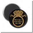 Engagement Ring Black Gold Glitter - Personalized Bridal Shower Magnet Favors thumbnail