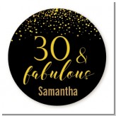 30 & Fabulous Speckles - Round Personalized Birthday Party Sticker Labels