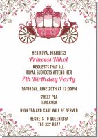 Fairy Tale Princess Carriage - Birthday Party Invitations