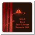 Fall Love Birds - Square Personalized Bridal Shower Sticker Labels thumbnail