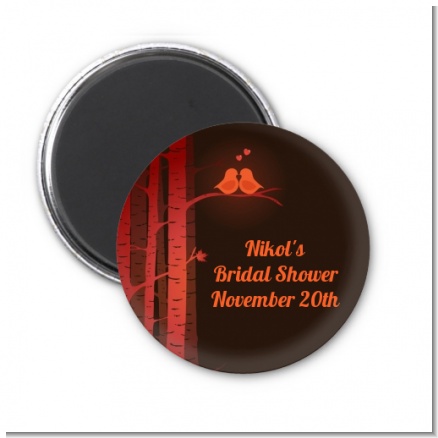 Fall Love Birds - Personalized Bridal Shower Magnet Favors