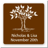 Fall Tree - Square Personalized Bridal Shower Sticker Labels