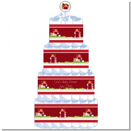 Farm Animals - Personalized Baby Shower Diaper Cake 4 Tier