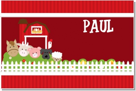 Farm Animals - Personalized Birthday Party Placemats