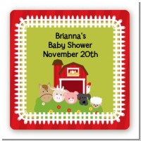 Farm Animals - Square Personalized Baby Shower Sticker Labels