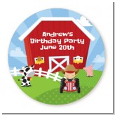 Farm Boy - Round Personalized Birthday Party Sticker Labels