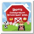 Farm Boy - Square Personalized Birthday Party Sticker Labels thumbnail