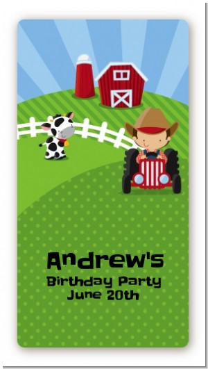 Farm Boy - Custom Rectangle Birthday Party Sticker/Labels